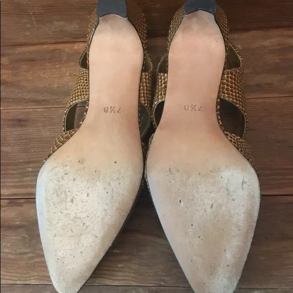 Escada Snakeskin Embossed Leather Slingback Shoes - Picture 6 of 6